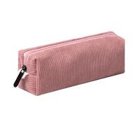 Grurun Trousse à crayons en velours côtelé - Jolie trousse esthétique pour étudiantes - Pour femme et fille - Trousse de maquillage (couleur unie rose)