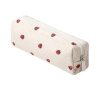 Grurun Trousse à crayons en velours côtelé - Jolie trousse esthétique pour étudiantes - Pour femmes et filles - Trousse de maquillage (fleur H)