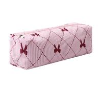 Grurun Trousse à crayons en velours côtelé mignonne et esthétique pour étudiantes, pour femmes et filles, trousse de maquillage (fleur K)