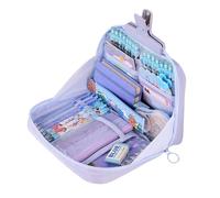Grurun Trousse à crayons mignonne Kawaii de grande capacité avec fermeture éclair - Sac de rangement pour enfants (bleu)