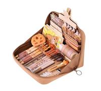 Grurun Trousse à crayons mignonne Kawaii de grande capacité avec fermeture éclair - Sac de rangement pour enfants (marron)