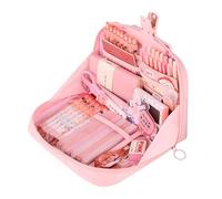 Grurun Trousse à crayons mignonne Kawaii de grande capacité avec fermeture éclair - Sac de rangement pour enfants (rose)