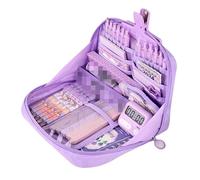 Grurun Trousse à crayons mignonne Kawaii de grande capacité avec fermeture éclair - Sac de rangement pour enfants (violet)