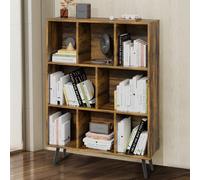 GRUSIGN Étagère à 8 cubes ouverte à 3 niveaux avec pieds, bibliothèque de bureau debout au sol, bibliothèque en bois pour mobilier de bureau, organiseur de rangement pour salon, chambre à coucher