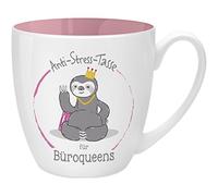 GRUSS & CO 45488 Anti Stress Tasse pour Bureau Queens, 45 cl, Cadeau, New Bone China, Rose, 9,5 cm