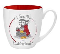GRUSS & CO 45489 Tasse Anti-stress pour les éducatrices, 45 aite à base de porcelaine fine, idéale comme cadeau, rouge, 9,5 cm