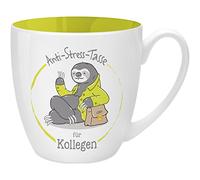 GRUSS & CO 45491 Tasse Anti-stress pour collègue, 45 cl, faite à base de porcelaine New Bone China, idéale comme cadeau, jaune, 9,5 cm
