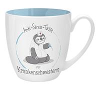 GRUSS & CO 45494 Tasse Anti-stress pour infirmière, 45 cl, faite à base de porcelaine New Bone China, idéale comme cadeau, bleue, 9,5 cm