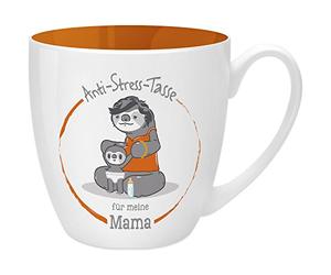 GRUSS & CO 45503 Anti Stress Tasse pour Maman, 45 adeau, New Bone China, Orange, 9,5 cm