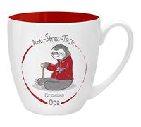 GRUSS & CO 45506 Tasse Anti-Stress pour Grand-père, 45 cl, Faite à Base de Porcelaine New Bone China, idéale comme Cadeau, Rouge, 9,5 cm