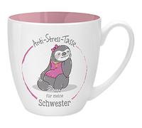 GRUSS & CO 45507 Tasse Anti-stress pour votre sœur, 45 cl, faite à base de porcelaine New Bone China, idéale comme cadeau, rose, 9,5 cm