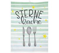 GRUSS & CO 47105 Torchon en coton Motif étoiles Vert 60 x 45 cm