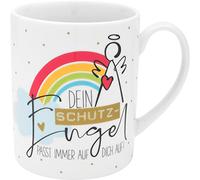 GRUSS & CO 47773 - Tasse à café XL - Motif ange - Grande tasse à café en porcelaine - 60 cl - Tasse géante avec inscription en allemand - Cadeau - Ange gardien
