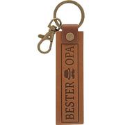 GRUSS & CO 48386 Porte-clés en cuir synthétique Motif grand-père foncé avec motif meilleur grand-père, marron, Länge 15 cm, Motif « Beste Opa »