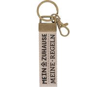 GRUSS & CO 48404 Porte-clés en toile Motif règles | Pendentif en toile sombre avec motif Ma maison - Mes règles, avec mousqueton, beige, 16 cm, Motif Ma maison