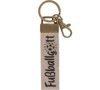 GRUSS & CO 48405 Porte-clés en toile Motif football | Pendentif en toile sombre avec motif dieu du football avec mousqueton, beige, 16 cm, Motif dieu du football