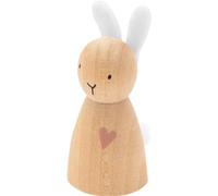 GRUSS & CO 48604 - Motif Lapin décoratif en Bois - avec Oreilles en Feutre et cœur imprimé - Hauteur : 5,3 cm - Cadeau de Pâques, nid de Pâques, décoration de Pâques