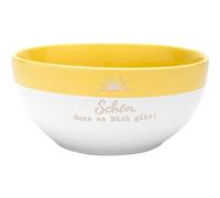GRUSS & CO 48950 Bol en grès émaillé coloré, avec inscription en allemand « Schön, dass es dich gibt », 60 cl, jaune, pour petit déjeuner, bol à céréales, cadeau