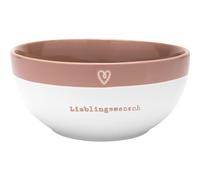 GRUSS & CO 48951 Bol en grès émaillé coloré avec inscription en allemand et inscription en allemand 60 cl Rose Petit déjeuner, bol à céréales, cadeau