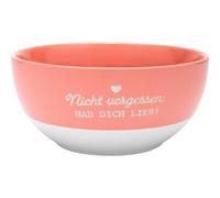 GRUSS & CO 48952 Bol en grès émaillé coloré avec inscription en allemand Hab dich lieb 60 cl Rose Petit déjeuner, Bol à céréales, cadeau