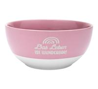 GRUSS & CO 48953 Bol en grès émaillé coloré, avec inscription en allemand et inscription en allemand Rose 60 cl Petit déjeuner, bol à céréales, cadeau
