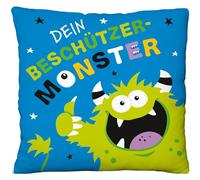 GRUSS & CO 70243 Coussin en Peluche, avec Motif de Monstre, Coussin décoratif, 25 x 25 cm, 100% Polyester, Cadeau, Noël, Article de décoration