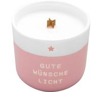 GRUSS & CO 73946 Bougie avec motif « Souhait » | Bougie dans un gobelet en grès, cire de soja, avec mèche en bois, hauteur 7,6 cm, diamètre 8,6 cm | article de décoration | cadeau