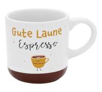 GRUSS & CO 74647 Tasse à expresso motif bonne humeur | Mini tasse en grès 10 vec bande cadeau | Cadeau pour amis, anniversaire