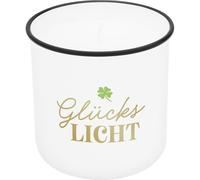 GRUSS & CO 74772 Bougie dans une tasse motif « lumière porte-bonheur » | Gobelet à bougie imprimé, en porcelaine, hauteur 8,8 cm, diamètre 8,4 cm | Cadeau, article de décoration
