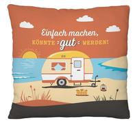GRUSS & CO Coussin en Peluche avec Motif et Inscription en Allemand mer - 25 x 25 cm - en matériau recyclé - pour Cadeau, Anniversaire, Voyage, Voyage - 48423