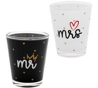 GRUSS & CO Ensemble de verres à liqueur motif mariage Mr. & Mrs : coffret cadeau de mariage
