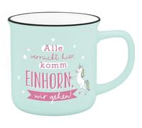 GRUSS & CO Gobelet avec motif licorne | Tasse préférée en porcelaine New Bone China, aspect émail, bord noir, 35 cl | Cadeau d'amitié | 74665