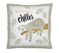 GRUSS & CO H:PPY Life 48181 Coussin en Peluche Motif Paresseux | Coussin décoratif, 25 cm x 25 cm, 100% Polyester | Cadeau Amusant, Article de décoration |