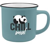 GRUSS & CO Mug Motif Chill mal | Porcelaine d'os, aspect émaillé, 35 cl | Cadeau amusant | 47516