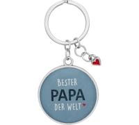 GRUSS & CO Porte-clés « Bester Papa der Welt » - Pendentif rond avec inscription en allemand - Longueur avec anneau de 8,1 cm - Pour la fête des pères - 74566