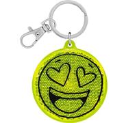 GRUSS & CO Réflecteur motif Smile - Pendentif rond avec anneau porte-clés et fermoir mousqueton, porte-clés sur carte d'en-tête, pendentif réflecteur - Pour anniversaire d'enfant, cadeau, rentrée