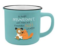 GRUSS & CO Tasse avec motif amitié | New Bone China Porcelaine, aspect émail, 35 cl | Cadeau pour amis, petit déjeuner | 73914
