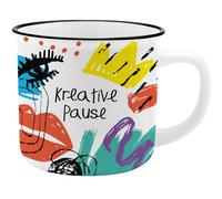 GRUSS & CO Tasse avec motif « Pause » | New Bone China Porcelaine, aspect émail, 35 cl | Cadeau amusant, petit déjeuner | 73916