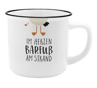 GRUSS & CO Tasse avec motif « Plage » | New Bone China Porcelaine, aspect émail, 35 cl | Cadeau amusant, petit déjeuner | 73918