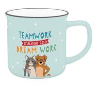 GRUSS & CO Tasse avec motif Teamwork | Tasse préférée en porcelaine New Bone China, aspect émail, bord noir, 35 adeau d'amitié | 74670