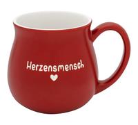 GRUSS & CO Tasse bombée avec gravure humaine | Grès, 41 cl, rouge, fond et intérieur nature | Cadeau pour amis, naturellement beau | 74636