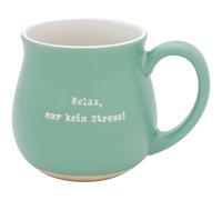 GRUSS & CO Tasse bombée avec gravure Relax | Grès, 41 cl, turquoise, fond et intérieur naturel | Cadeau pour amis, naturellement beau | 74638