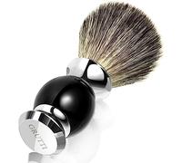 GRUTTI Blaireau de rasage en vrais poils de blaireau - blaireau en pur poils de blaireau, manche en résine précieuse noire et garniture en métal, blaireau de haute qualité pour un rasage