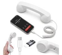 GRUXIMORPH Combiné Téléphonique Rétro USB-C for Smartphone | Combiné téléphonique pop vintage, idéal for le bureau et les appels à domicile(White-1)