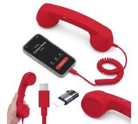 GRUXIMORPH Combiné Téléphonique Rétro USB-C for Smartphone | Combiné téléphonique pop vintage, idéal for le bureau et les appels à domicile(Red)