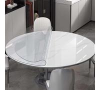 Gruytoie Nappe de Table Ronde Transparente en PVC Facile à Nettoyer, Film de Table Transparent en PVC, Nappe Ronde Transparente Impermeable, pour la Maison et la Cuisine (Diameter 115cm/45.3in)