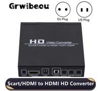 Grwibeou-Convertisseur numérique compatible péritel HDMI vers HDMI, convertisseur vidéo haute définition, adaptateur de prise d'alimentation EU et US pour HDTV, 1080P SCART HDMI to HDMI