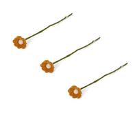 Gry & Sif Fabriqué à la main et certifié commerce équitable - Design danois élégant - Artisanat népalais - Jaune anémone en feutre - Fleurs artificielles pour décoration de salon - Jaune - Lot de 3