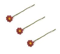 Gry & Sif Fabriqué à la main et certifié commerce équitable - Design danois élégant - Artisanat népalais - Rouge anémone en feutre - Fleurs artificielles pour décoration de salon - Rouge - Lot de 3