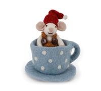 Gry & Sif Fabriqué à la main et certifié commerce équitable | Design danois élégant X Artisan népalais | Souris dans une tasse à café bleue